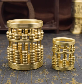 Copper Abacus Copper Pen Holder Home Indoor Four Treasures of the Study Office Supplies Creative Pen Holder Ornament Desktop Decoration