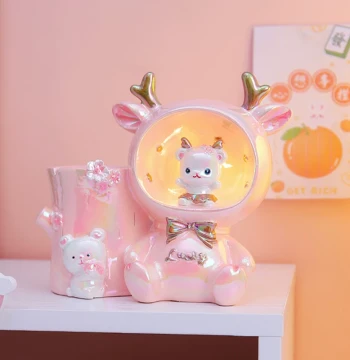 Cute Bella Rabbit Electroplated Pen Holder Lamp, Practical Multi-Function Desktop Organizer for Girls and Students, Holiday Gift