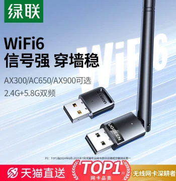 UGREEN USB Wireless Network Adapter for Desktop PC, WiFi 6 Receiver Transmitter, High-Speed External Gigabit 5G Dual-Band Signal for Laptop Home Hotspot, Driver-Free