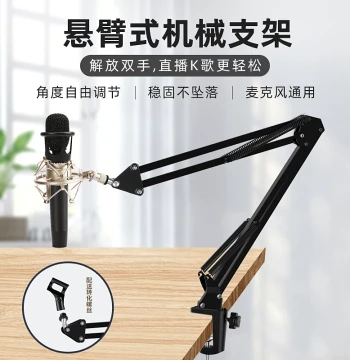 Desktop Boom Microphone Stand for Streamers and Live Broadcasting, Universal Condenser Mic Stand, Metal Adjustable Desktop Lift Bracket