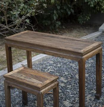 Elm Wood Guqin Table and Stool Solid Wood Raw Lacquer Mortise and Tenon Structure Eco-Friendly Odorless for Beginners Calligraphy Painting Tea Table
