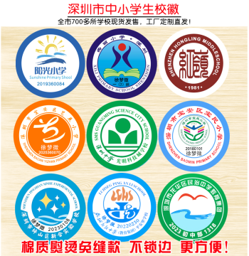 Shenzhen Primary and Middle School Emblem Name Patches, Class Logos for Foreign Language Experimental Affiliated Schools, Sew-On or Iron-On, No Overlocking Needed