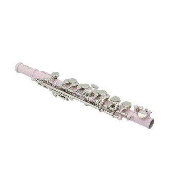 Red Piccolo in C: White Brass Body, Pink Finish, 16 Holes + E Key, French Style with Italian Pads (Leather Case)