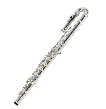 Curved Tube Flute for Kids and Adults - 16-Hole Silver-Plated Curved/Straight Tube with Dual Mouthpieces, Performance Grade
