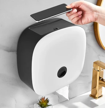 Premium Large-Capacity Square Toilet Paper Roll Holder - Wall-Mounted Commercial Bathroom Tissue Dispenser for Hotels