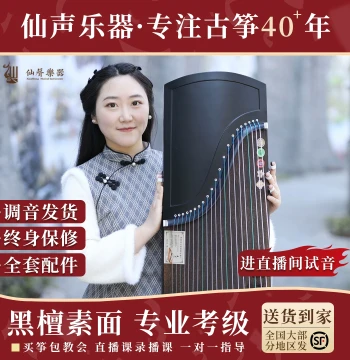 Xiansheng Instruments Ebony Plain Professional Performance Guzheng, Optional Portable Mini Guzheng, Yangzhou Guzheng with Ebony Bridges