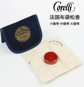 French Corelli Gustave Violin Rosin in Blue Cloth Bag, Cello Rosin, Low Dust and Shatter-Resistant