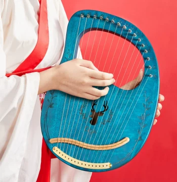 Cega 16-String Lyre Harp, Small Harp/Konghou for Beginners, Compact Lyre, Niche Portable Instrument, Easy to Learn