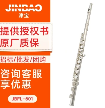 Jinbao Professional Flute - White Brass Engraved, Silver-Plated 16-Key, Model JBFL-601