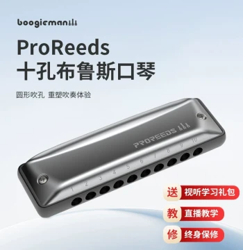 Boogieman Blues Harmonica, 10-Hole Key of C, ProReeds Professional Performance & Beginner Paddy Tuning