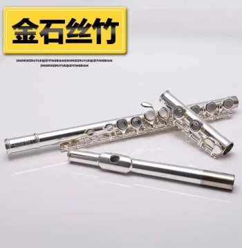 Western Concert Flute in C Key - 16 Closed-Hole, White Copper Silver-Plated One-Piece Body with E Mechanism and Curved Keys, Ideal for Beginners, Performances, and Children