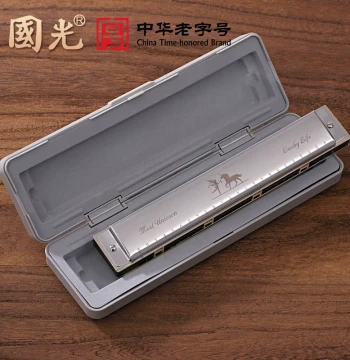 Shanghai Guoguang Harmonica 24-Hole Tremolo C Key Beginner Children Students Adult Entry-Level Professional Performance Grade Advanced