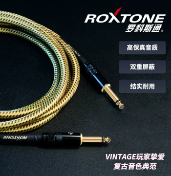 ROXTONE VINTAGE Series Instrument Cable for Bass, Mixing Console, and Sound Card - Noise Reduction Performance Cable for Guitar and Instruments