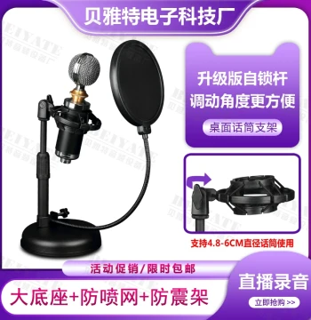 Streamer Microphone Stand Karaoke K-Song Lift Condenser Microphone Desktop Pop Filter Shockproof Mesh Large Base