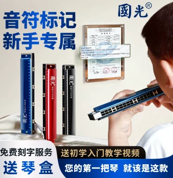 Shanghai Guoguang Harmonica 24-Hole Tremolo Key C for Beginners and Students - Genuine 28-Hole Adult Model Available