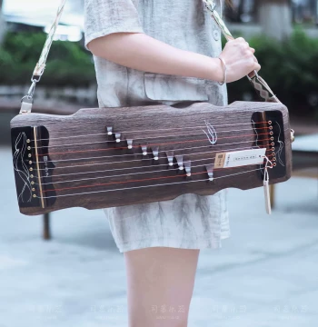 [Yunzhongjun] 58cm Single-Piece Guzheng - Shiyu Wood Hand-Carved with Lacquer Art and Ebony Accents