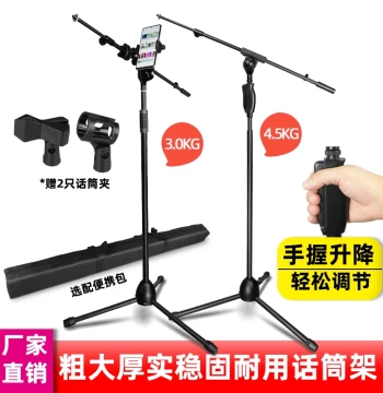 Professional Floor-Standing Microphone Stand - Heavy-Duty for Stage, Live Streaming, Karaoke, and Performances