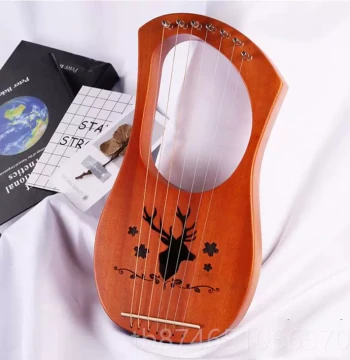 Authentic Lyre Harp, 16-String Solid Wood Small Vertical Harp, 19-Note Portable Musical Instrument, Lyre Harp, Liji Qin