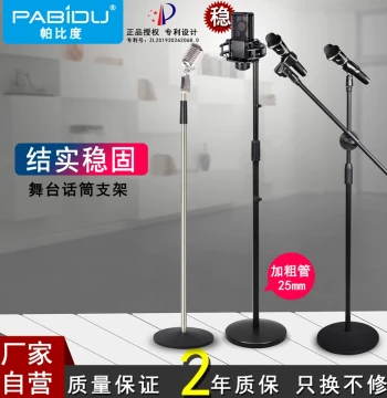 Pabidu Professional Stage Microphone Stand - Heavy-Duty Vertical Floor Stand with Round Base