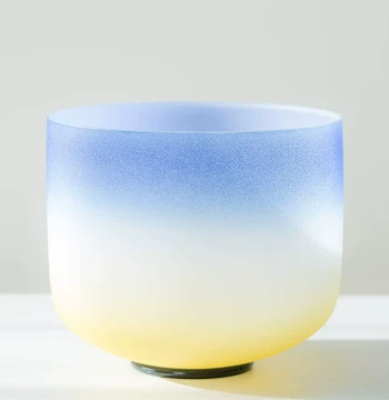 Blue/White/Yellow Crystal Singing Bowl, Yoga Bowl, Music Bowl with Mallet and Rubber Ring Included