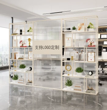 Changhong Glass Partition Office Front Desk Custom Logo Image Wall Company Iron Display Shelf Storage Rack