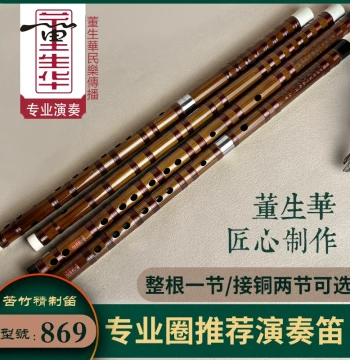 Dong Shenghua Professional Bamboo Flute (Dizi) - Horizontal Flute for Performance and Beginners, Keys E, F, G for Adults and Children, Traditional Instrument