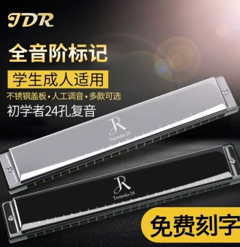 Jaderay 24-Hole Tremolo Harmonica in C Key - Professional Grade for Beginners, Students, and Adults