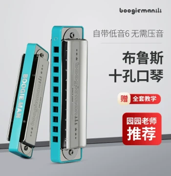 BoogieMan 10-hole Blues Harmonica in C, PADDY Tuning, Same Model as Yuanyuan for Beginners