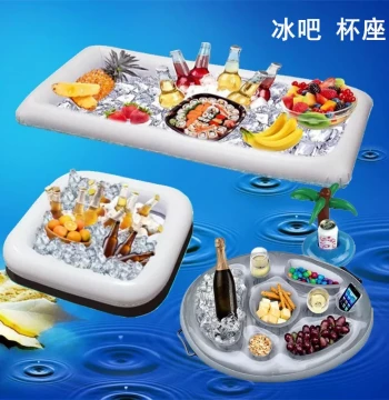 Inflatable Pool Drink Holder - Floating Ice Bar Tray for Swimming Parties
