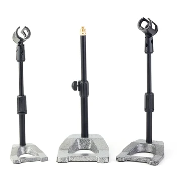 Desktop Metal Microphone Stand with Shock Mount and Adjustable Height
