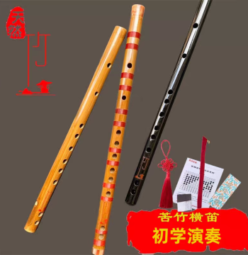 Bamboo Flute Dizi for Adults and Children Beginner Short Flute Traditional Black Plain Bitter Bamboo Horizontal Flute Instrument