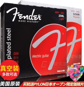 Fender 250/350/3250 Electric Guitar Strings - Bullet End .09/.010 Sets, Compatible with 3150