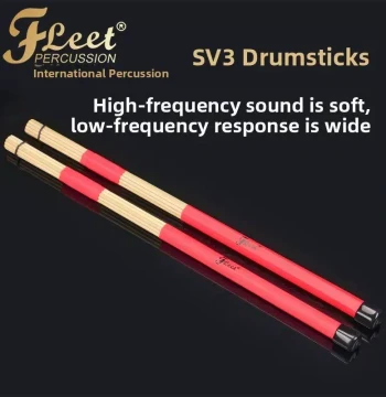 Professional Jazz Drum Brushes with Foot Drum Cover - Bamboo Drumsticks for Percussion