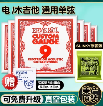 Ernie Ball Electric Guitar Single String Set - Folk Acoustic Spare Strings 2221 (010 Gauge)