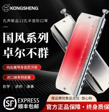 [Best Seller] Kongsheng National Style Cover Plate 12-Hole Chromatic Harmonica for Adults, Beginners to Professional Level