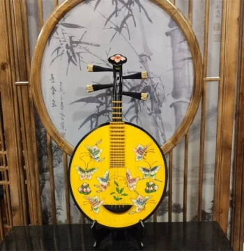 Vintage Yueqin Lute - Hand-Painted Chinese Classical Instrument Wall Decor for Beginners