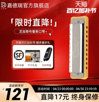 JDR Jaderay Chicago 10-Hole Blues Harmonica in C Key with Paddy Richter Tuning - Ideal for Beginners
