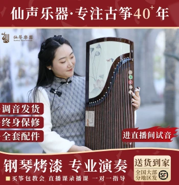 Xiansheng Professional Grade 10 Guzheng with Piano Lacquer Finish, Solid Wood Traditional Chinese Instrument