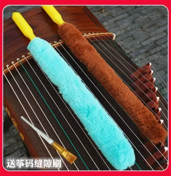 Guzheng Cleaning Brush with Curved Long Bristles for Dust Removal in Crevices, Includes Extra Brush Head