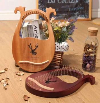 Solid Wood Lyre Harp - 16-String and 10-String Portable Mini Harp with 16 Notes, Lyre Instrument