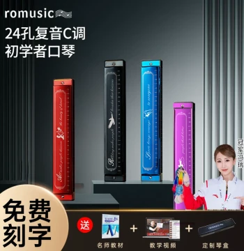 romusic Harmonica, 24-Hole Tremolo in C Key, for Beginners, Children, Elementary Students, and Adults, Official Flagship Store