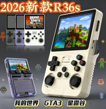 Authentic R36S Minecraft Open-Source Handheld Console, Color Screen, Mini PSP Classic Retro Arcade Game Player