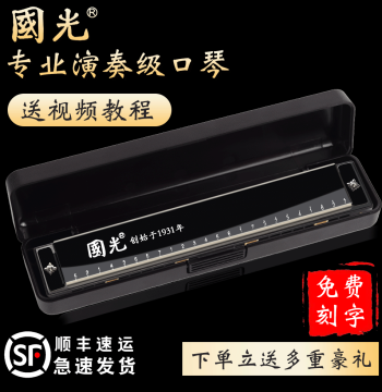 Shanghai Guoguang 24-Hole Harmonica in Key of C - For Adults, Beginners, Students, and Children Self-Learning