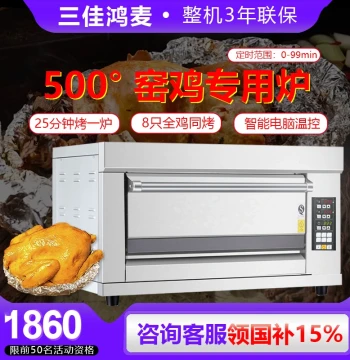 Commercial Electric Oven and Gas Roaster for Clay Pot Chicken, Salt-Baked Chicken, and Pizza, Up to 500°C