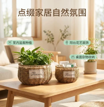 Two-Pack Free Shipping Succulent and Pothos Planters - Decorative Woven Basket with Handle