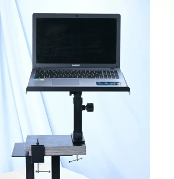 Laptop Stand, Adjustable Height Desktop Holder for Notebooks, Tablets, and Speakers, Angle-Adjustable Tray