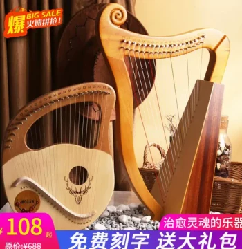 Morin 24-String Harp, 19-Note Lyre, 16-Note Mini Instrument - Portable Beginner Lyre and Konghou