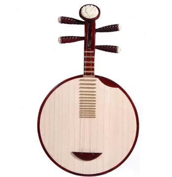 Professional Troupe Performance Plucked Instrument Small Red Sandalwood Yueqin for Peking Opera Xipi and Erhuang Folk Music with Adjustable Tuning