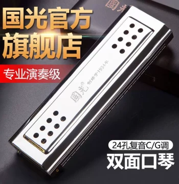 Guoguang 24-Hole Double-Sided Harmonica in C and G Keys - Professional Grade with Imported Reeds for Beginners and Adults