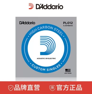 D'Addario Imported PL012 Carbon Steel Guitar String - Single High-E String for Acoustic & Electric Guitars